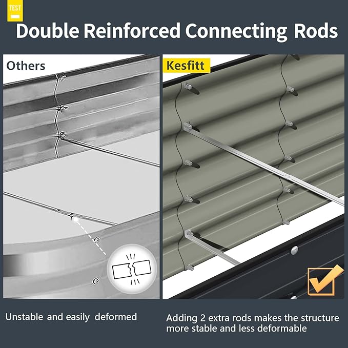 Kesfitt Galvanized Raised Garden Bed Kit,18" Tall 7-in-1 Outdoor Metal Planter Boxes with Safety Edging,8×2×1.5FT Modular Large Steel Raised Beds for Gardening Vegetables Fruits Flower