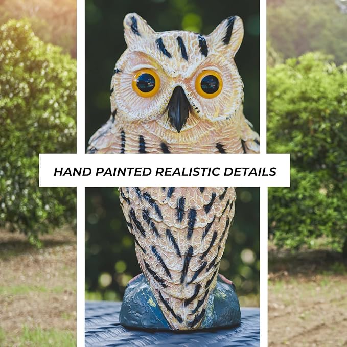 Galashield Owl Decoy | Plastic Owls to Scare Birds Away | Owl Statue for Garden & Outdoors - Pack of 3
