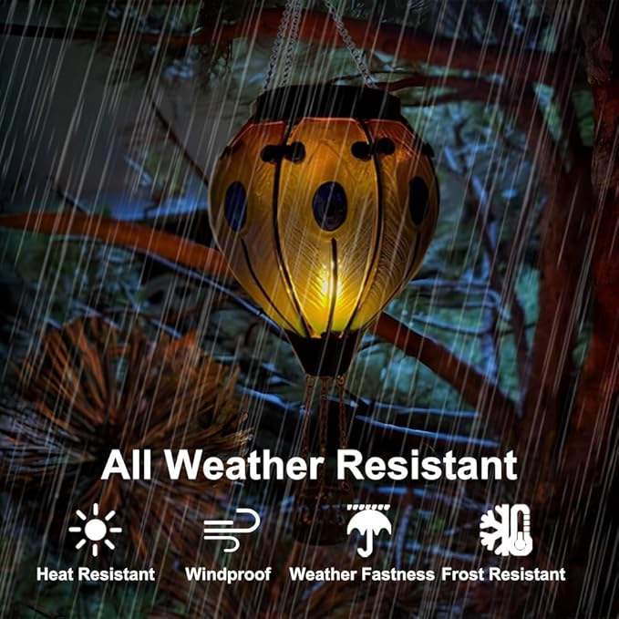 2PCS Solar Hot Air Balloon Lanterns with Flame with Shepherd's Hooks, Glass Hanging Flickering Lights Outdoor Waterproof for Garden Tree Yard Patio Mother's Day Gift, 18" H Peacock-Blue