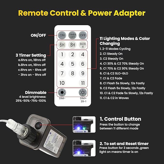 Globe String Lights 65.6 Feet 150 LED,Plug in Fairy String Lights with Remote Timer Extendable, 11 Modes Indoor Outdoor Color Changing Lights for Wedding Bedroom Classroom Patio Garden