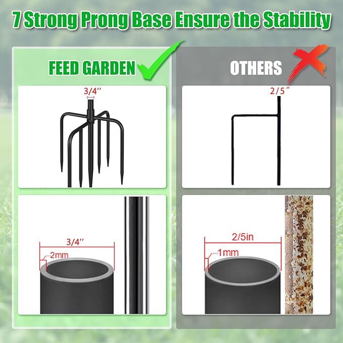 FEED GARDEN Shepards Hooks for Outdoor Bird Feeder Pole 92 Inch Adjustable Tall Heavy Duty Shepherds Hooks for Hanging Plant Baskets, Solar Lights, Wedding Decor, Lanterns, Black (2 Pack)