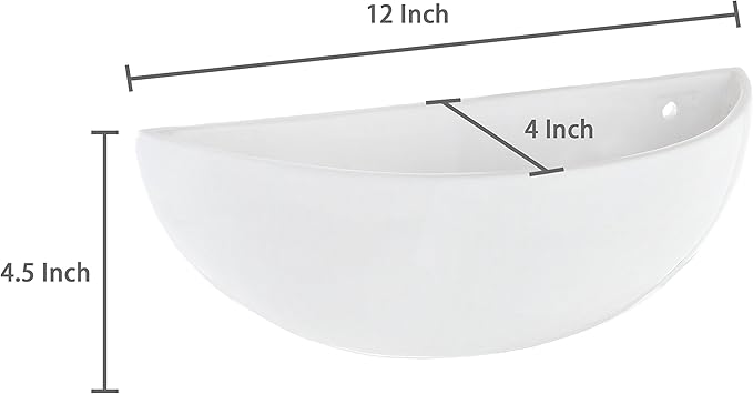 MyGift White Ceramic Wall Planters for Indoor Plants, Half Bowl Hanging Vase, Wall Mounted Succulent Planters, Set of 2