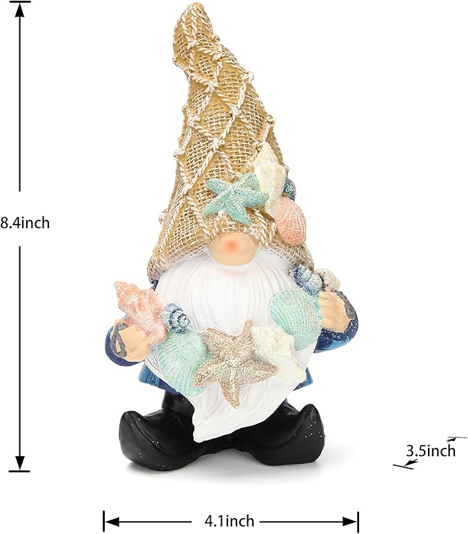 Leekung Garden Gnomes Statues Outdoor Funny - Garden Gnomes Decor Garden Decor Garden Figurine Ocean Gnomes Decor for Outdoor Indoor Beach Gnome Sculpture for Patio Lawn Yard Porch Bookshelf Gifts