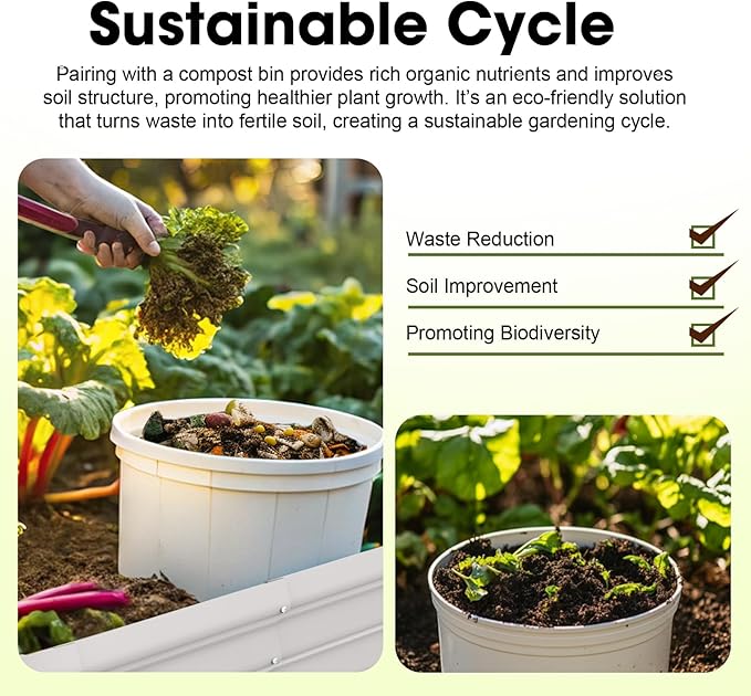 8x2x1ft Oval Galvanized Raised Garden Bed Outdoor 9-in-1 Large Metal Modular Planter Box Raised Beds for Gardening,Vegetables,Fruits,Flowers & Herbs (White)