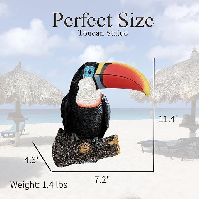 Toucan Tree Hugger Tree Decor Hanging Garden Statue 11.4 Inches High Multicolor Resin Tropical Animal Lawn Exotic Bird Sculpture Tree Decoration for Lawn Porch Yard Patio (Style2)