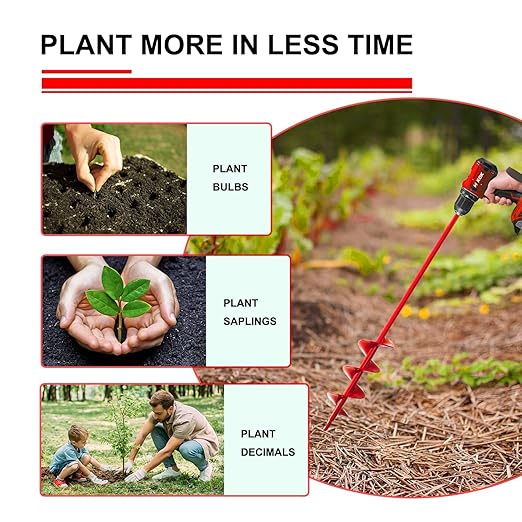 Garden Auger Drill Bit for Planting-1.6x16'' & 3.54x15.7,Ground Earth Spiral Drill Bit for 3/8" Hex Drive Drill, Yard Auger Drill for Bulbs Planting, Hole Digger Flowers,Umbrella Holes,Bedding Digging