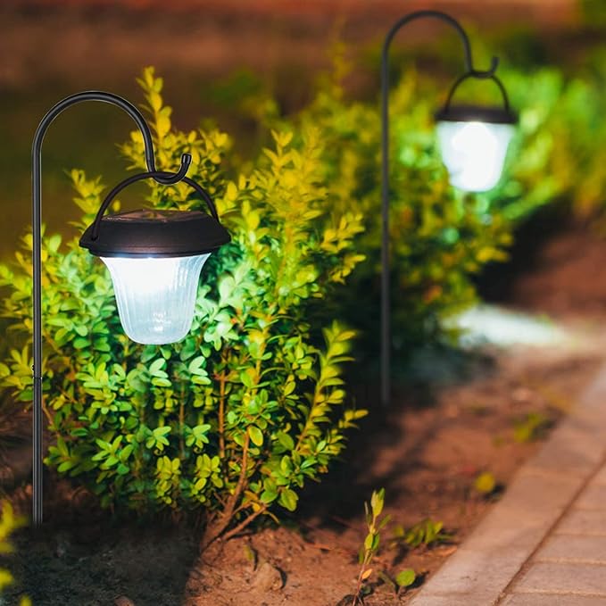 GOFORWILD Shepherd Hook 4 Pack Black, 33 inches Tall, Made of Premium Metal for Garden Decor, Plant Hanger, Lantern Hook, Solar Light Hanging, 7012