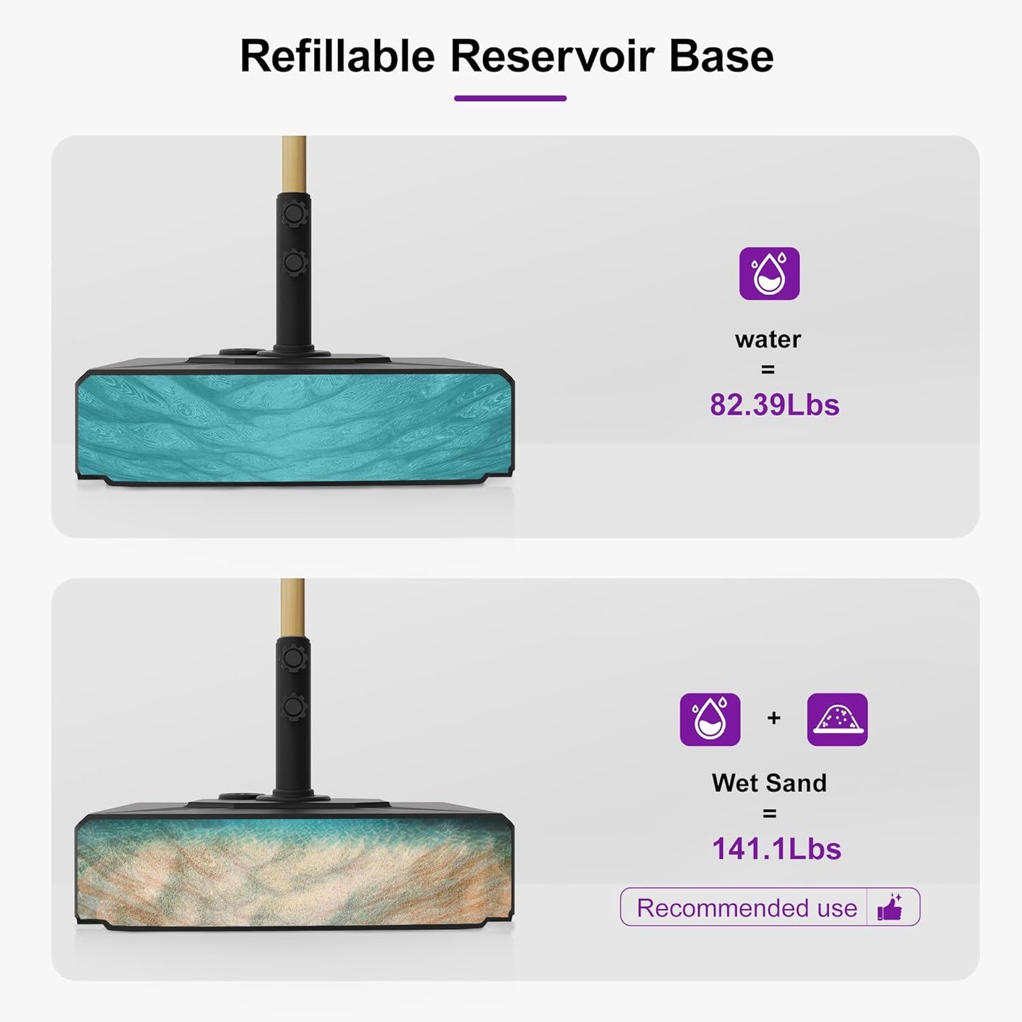 PURPLE LEAF 10' x 10' Square Patio Umbrella with Base Outdoor Umbrella Market Umbrella with Crank & 8 Ribs Aluminum Outdoor Table Umbrella for Pool Deck Backyard, Taupe