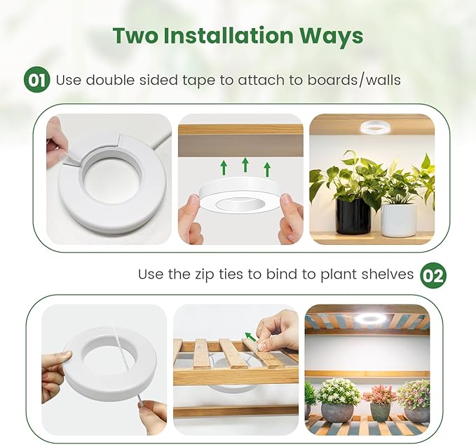 Ceiling Grow Lights for Indoor Plants, 5000K 96 LEDs Full Spectrum Small Plant Light with 6/12/16H Timer, 3 Color Modes, 3.54" Growing Lamp for Small Plants with 96in Power Cord (2-Head)