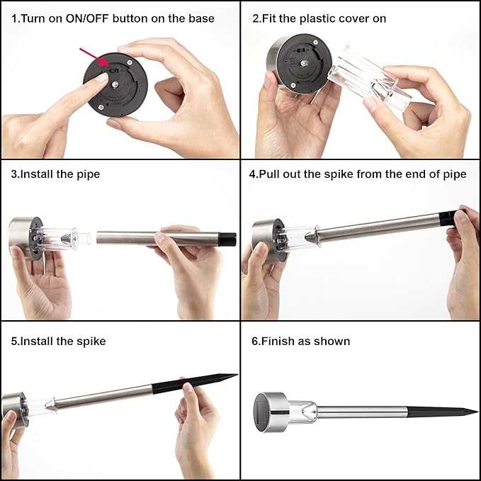 GIGALUMI Solar Pathway Lights 20 Pack, Stainless Steel IP44 Waterproof Auto On/Off Outdoor LED Solar Landscape Lights for Garden, Yard, Patio, Path and Walkway. (Cold White)