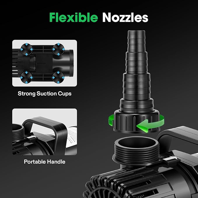 VIVOSUN 3000 GPH Submersible Water Pump with Barrier Bag, 150W Pond Pump with 18FT. Lift Height, Ultra Quiet Aquarium Pump for Pond, Waterfall, Fish Tank, Statuary, Hydroponic