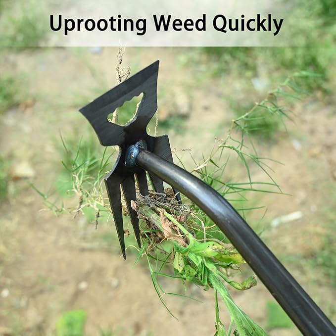 Weed Puller Tool, Time-Saving Garden Tools, Upgraded Hadfield Steel Weeding Tool Multifunctional Weeder, Dandelion Weed Puller Tool Gardening Tools for Yard, 6 Teeth