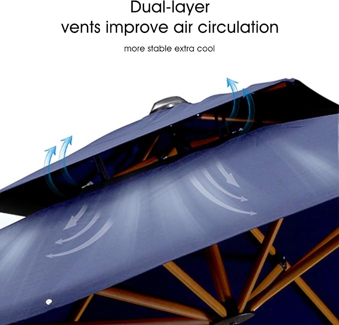 PURPLE LEAF 10ft Patio Umbrella with Base Outdoor Square Umbrellas Large Cantilever Umbrella Windproof Offset Umbrellas Heavy Duty Sun Umbrella for Garden Deck Pool Patio, Navy Blue