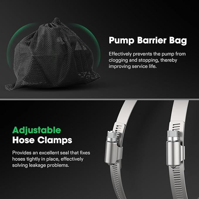 VIVOSUN 1800 GPH Submersible Water Pump with Barrier Bag, 100W Pond Pump with 14FT. Lift Height, Ultra Quiet Aquarium Pump for Pond, Waterfall, Fish Tank, Statuary, Hydroponic