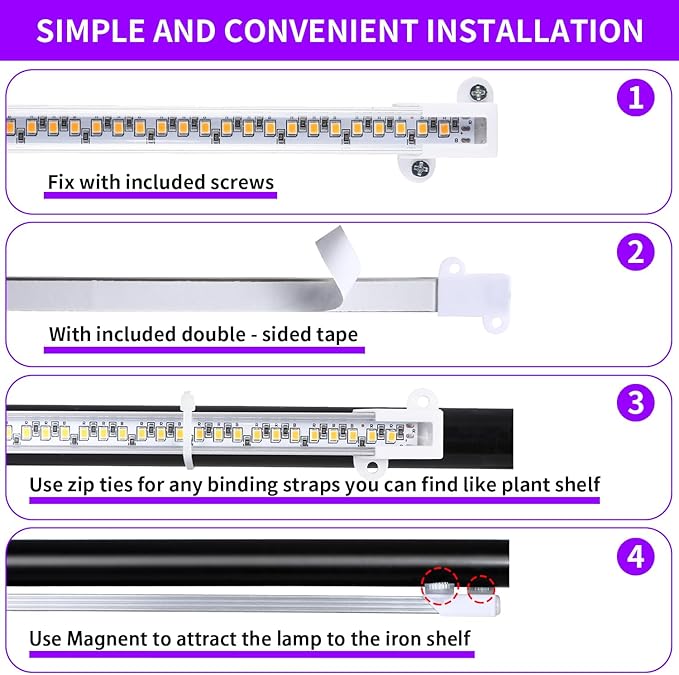 LED Grow Light Strips, Full Spectrum Plant Growing Lights for Indoor Plants 3000K, 144 LEDs Plant Lamp with 3/9/12H Timer, 10 Dimmable Levels, 3 Head 13 Inches (2 Strip 3 Pack 3000K)