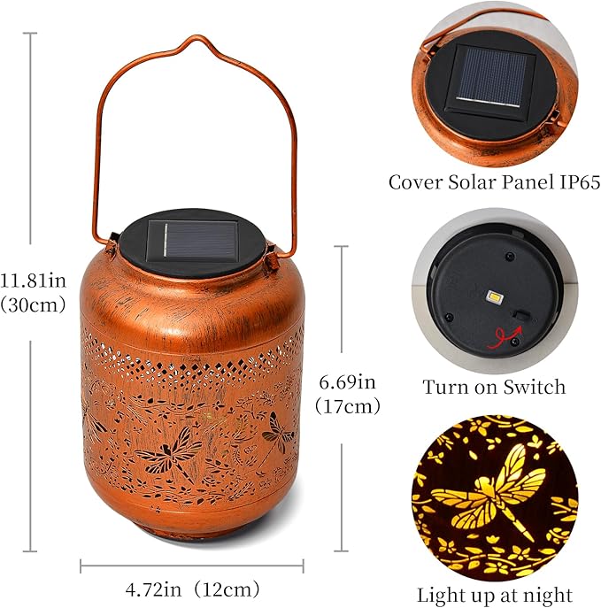 Outdoor Solar Lantern Decorative Waterproof Solar Lights for Yard, Patio, and Garden(Dragonfly)