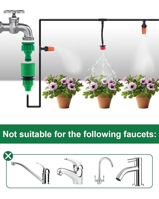 Garden 50Ft Automatic Micro Irrigation System, 1/4" Blank Distribution Plant Watering Irrigation Kit Accessories Include Atomizing Nozzle Mister Dripper for Garden Flower Bed,Patio,Lawn …