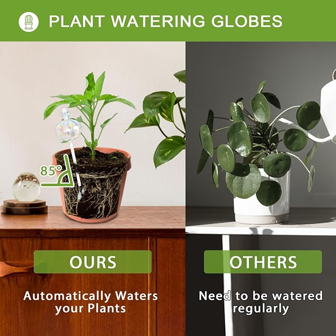 4 PCS Plant Self Watering Globes 8.9 Inch Self Watering Planter Insert Glass Water Globes for Indoor Plants & Outdoor Plants