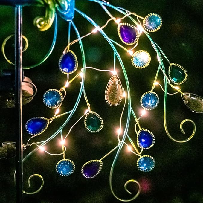 VEWOGARDEN Metal Peacock Solar Garden Lights Stakes - Waterproof Landscape Path Lights for Outdoor Patio Lawn Yard Decorations (38"*14"*2.5")Outdoor