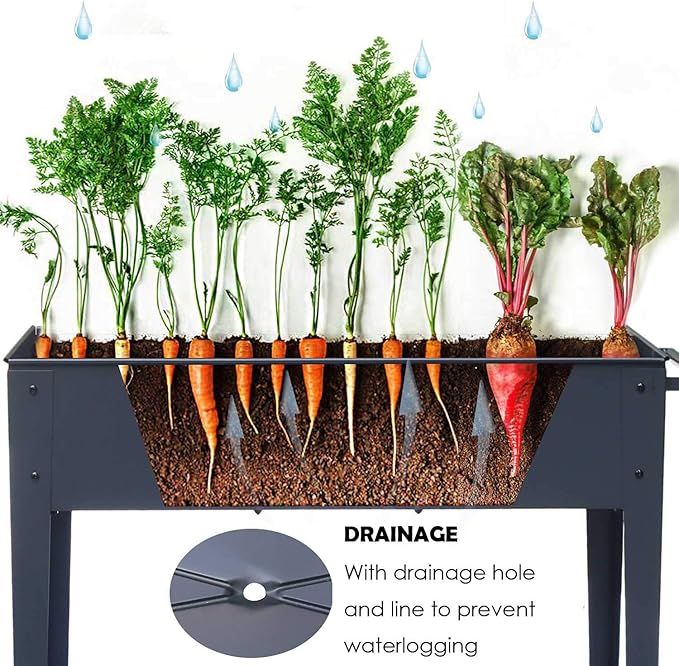 Raised Planter Box with Legs Outdoor Elevated Garden Bed On Wheels for Vegetables Flower Herb Patio