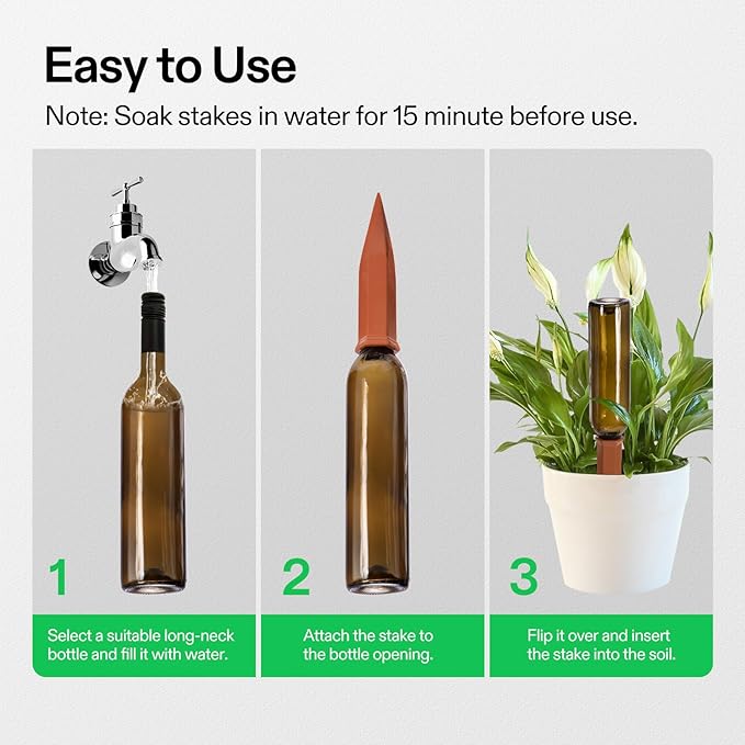 VIVOSUN 10Pcs Self-Watering Spikes, 7 Inch Hexagonal Terracotta Watering Stakes, Auto-Water Device, Planter Insert for Indoor & Outdoor Potted Plants, 10-Pack