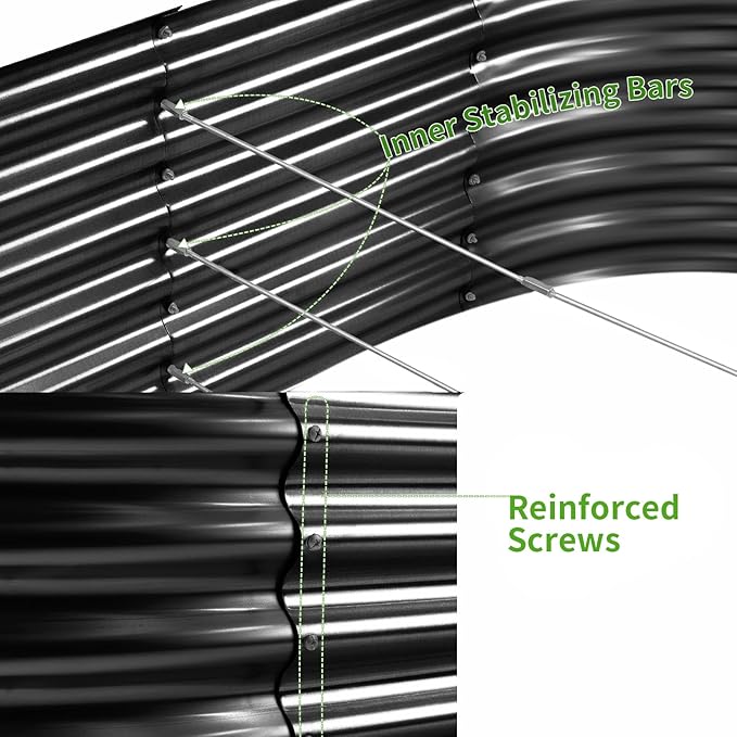 Land Guard 6x3x1.5ft Galvanized Raised Garden Bed Kit, Metal Planter Boxes Outdoor, Oval Metal Raised Garden Bed for Vegetables, Flowers (Dark Gray)