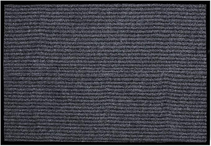 Fani Heavy Duty Large Grey Striped Floor Door Mat - Waterproof Low Profile Home Rug with Anti-Skid Rubber Back (Gray, 23" x 35")