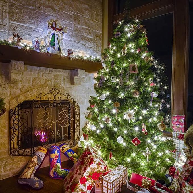 Decute 800 LED 272FT Christmas String Lights 8 Modes with Timer Function, Waterproof Twinkle Fairy Lights for Christmas Tree Party Wedding Yard Garden Outdoor Indoor Decorations, Cool White