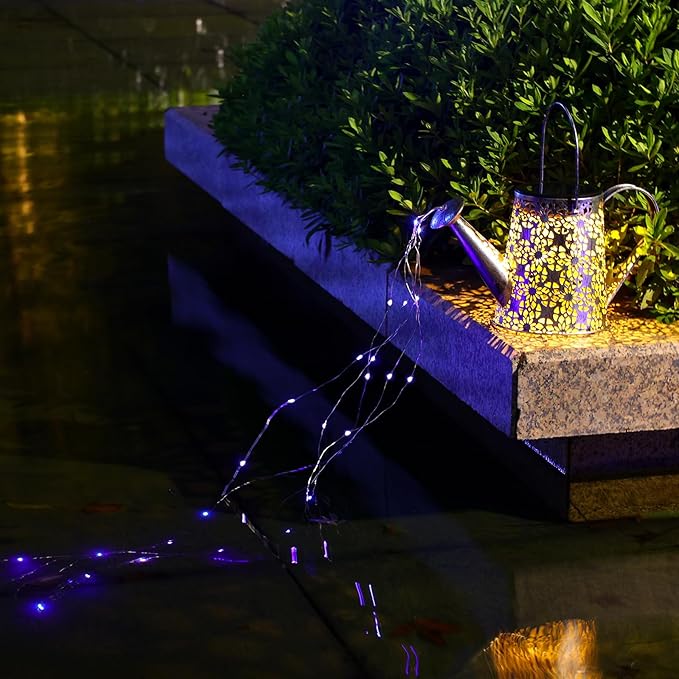 VOOKRY Solar Watering Can Lights, Large Hanging Solar Lights Outdoor Waterproof Garden Decor for Yard Porch Lawn Patio Outside Gardening Gifts for Mom Grandma Women Birthday(Purple)