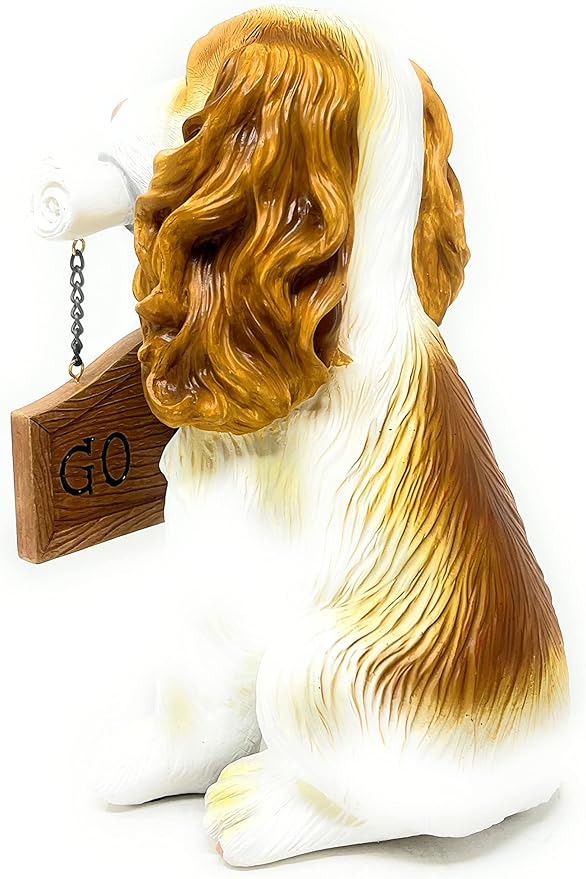 Nature's Mark Cocker Spaniel Dog Puppy Statue with Reversible Welcome Sign and Go Away Sign Resin Garden Decor 12" H