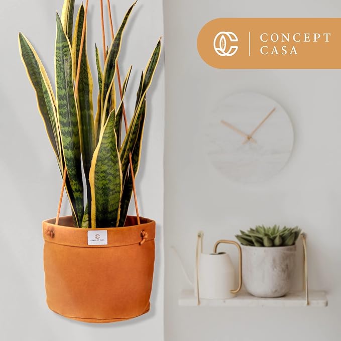 Large Waxed Canvas Handmade Hanging Planter for Indoor/Outdoor Plants, Hanging Basket Plant Holder Dijon Yellow