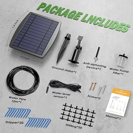 IPOW Upgrade 12 Timer Modes Supports 30 Pots 100% Anti-Siphoning Solar Irrigation System Automatic Watering System for Balcony, Indoor & Outdoor Plants, Garden, and Potted Plants