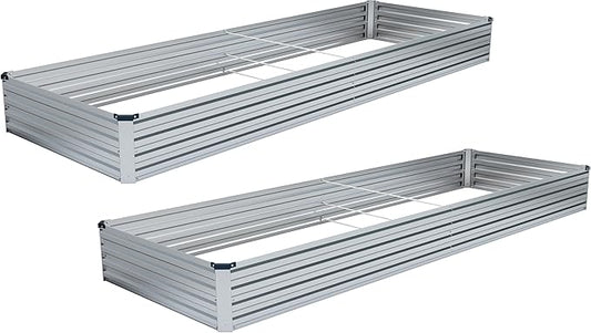 MGNO 2pcs 8x4x1FT Galvanized Raised Garden Bed-Outdoor Planter Box for Vegetables-Metal Garden Bed,Rectangle Planting Box for Herb,Flower