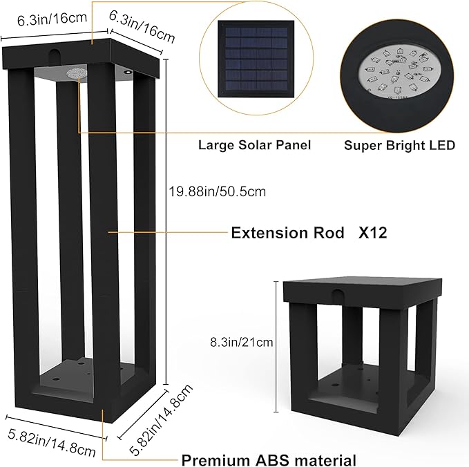 Solar Patio Floor Lamp Outdoor, 2 Pack RGB Color Changing Landscape Path Lights Garden Decorations Waterproof 12H Endurance Cordless Landscaping for Porch Lawn Yard Backyard (Black)