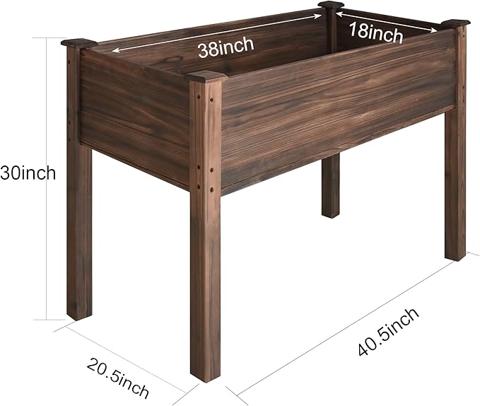 LZRS Raised Garden Bed Outdoor Planter Box with Legs for Herbs, Vegetables, Flowers, Great for Outdoor Patio, Yard and Deck, 220lb Capacity, Carbonized
