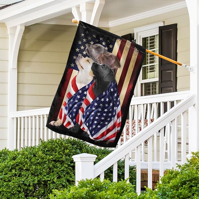FLAGWIX Patriot American Dog Flags - Four Labrador Retriever Dogs Double Sided Flag - 4th of July Decorations for Home, Outside, House Flag 30x40 Heavy Duty Canvas, Decorative Indoor Outdoor Flag