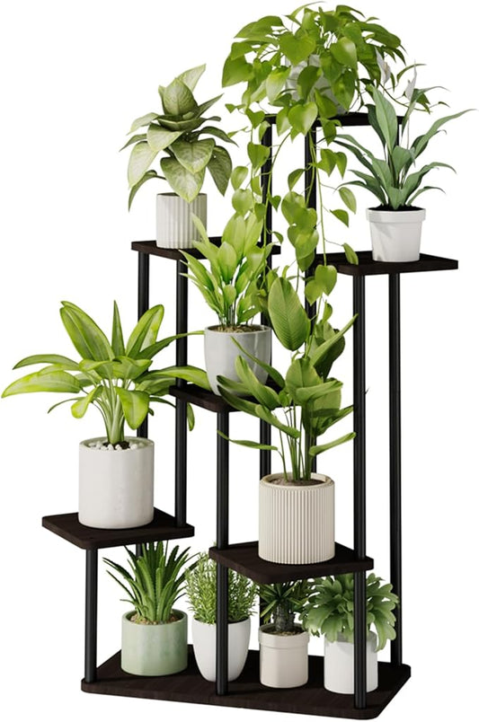 Bamworld 7 Tier Plant Stand Indoor, Large Metal Plant Shelf for Multiple Plants, Tall Tiered Flower Stand for Patio Garden Balcony Living Room Bedroom(Black)