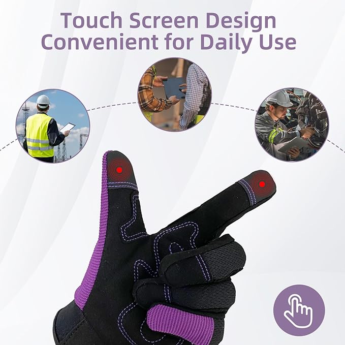 Gardening Gloves for Men and Women, Thorn Proof & Puncture Resistant Working Gloves, Gloves for Safety Work and Gardening, Gardening Gifts, Synthetic Leather Spandex Mechanic with Touchscreen Support