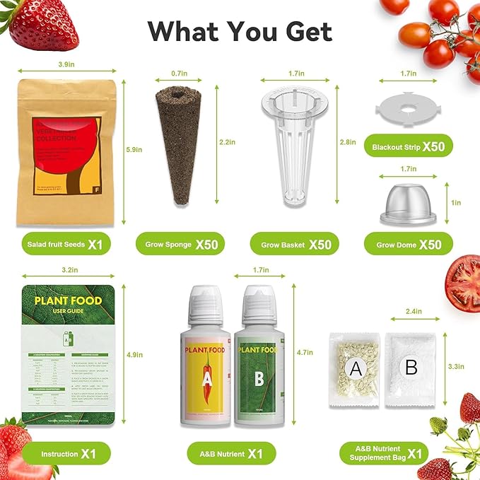 inbloom Fruit Seed Pod Kit for AeroGarden, Ahopegarden, GARDENCUBE, MUFGA, iDoo Hydroponics Growing System, 50-Pods (350+ Seeds Include Strawberry, Tomato, Cucumber, Pea, Ruby Queen Beet)