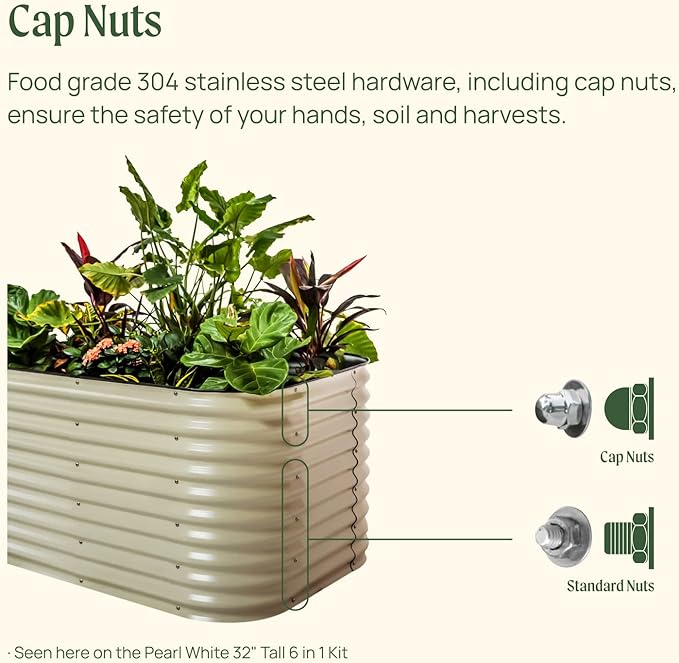 Vego garden 32" Tall 42" Round Raised Garden Bed Raised Bed Planter Box for Vegetables Flowers Patio-Pearl White