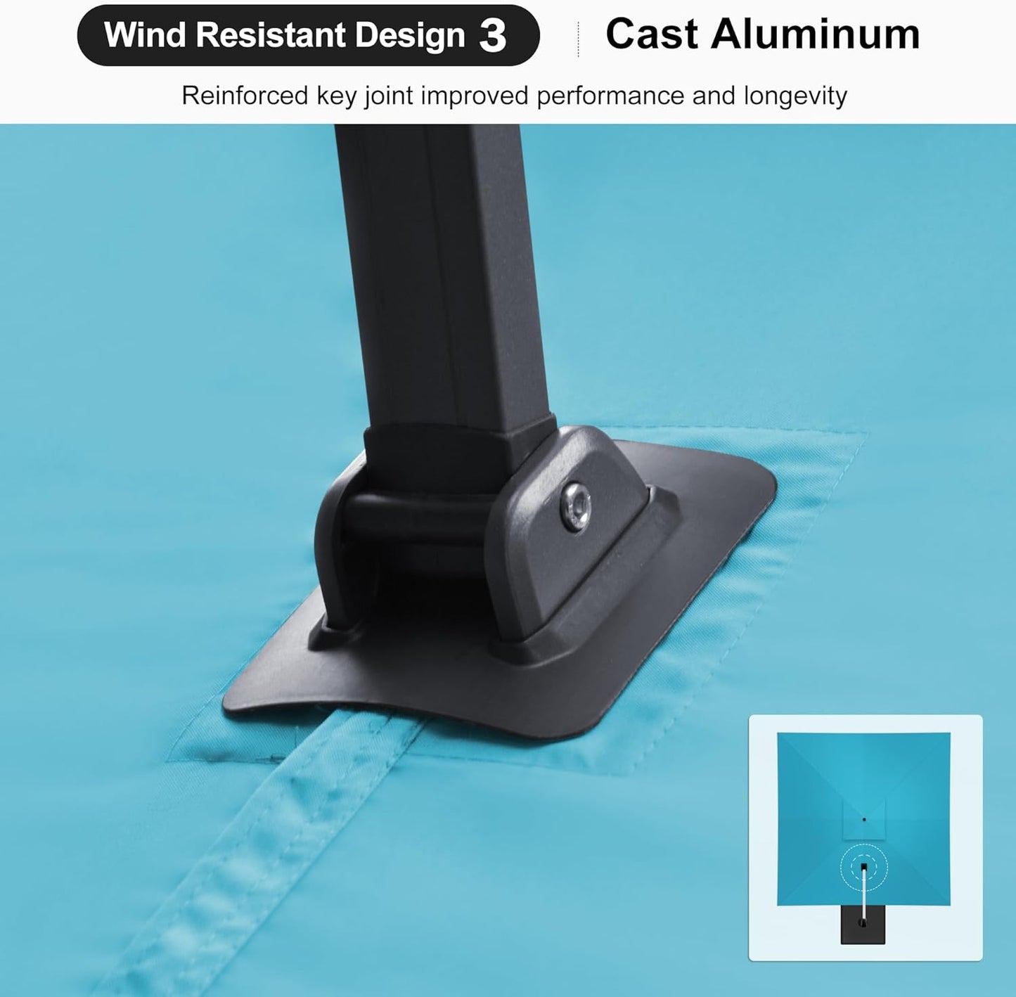 PURPLE LEAF 9' X 12' Cantilever Outdoor Umbrellas Large Patio Umbrella Hanging Double Top Rectangle Offset Umbrella with 360°Rotation Tilting Umbrella Outdoor Patio, Turquoise Blue