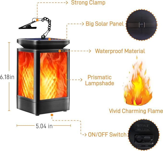 Solar Lanterns Outdoor Waterproof, 3 Modes Changing Flickering Flame Upgraded Solar Lights, Auto On/Off Solar Powered Hanging Lanterns for Patio, Yard, Garden Decor