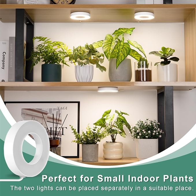 LORDEM Grow Light for Indoor Plants, 48 LEDs Ceiling Full Spectrum Plant Light, 5V Corded Growing Lamp with 4/8/12H Auto Switch, 4 Dimmable Brightness Levels, Single-Head, 3 Pack