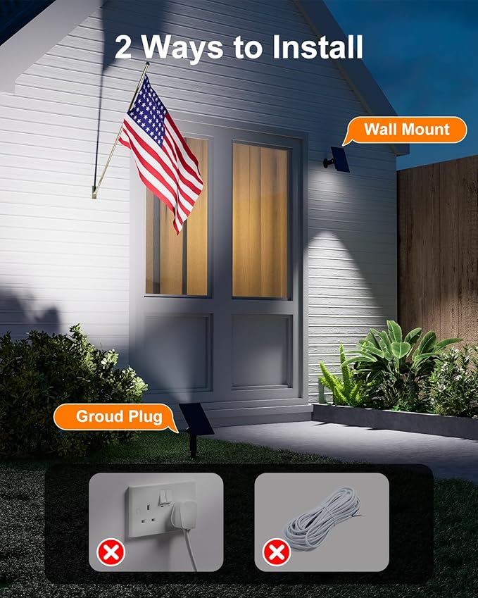 6 Pack Solar Power Spot Lights Outdoor Waterproof LED Dusk to Dawn Landscape Spotlight Lamp for Outside Yard, Tree, Flag, Plants, Garden, Statues, Outside, 3 Modes, 18 Hours Accent Ambient Lighting