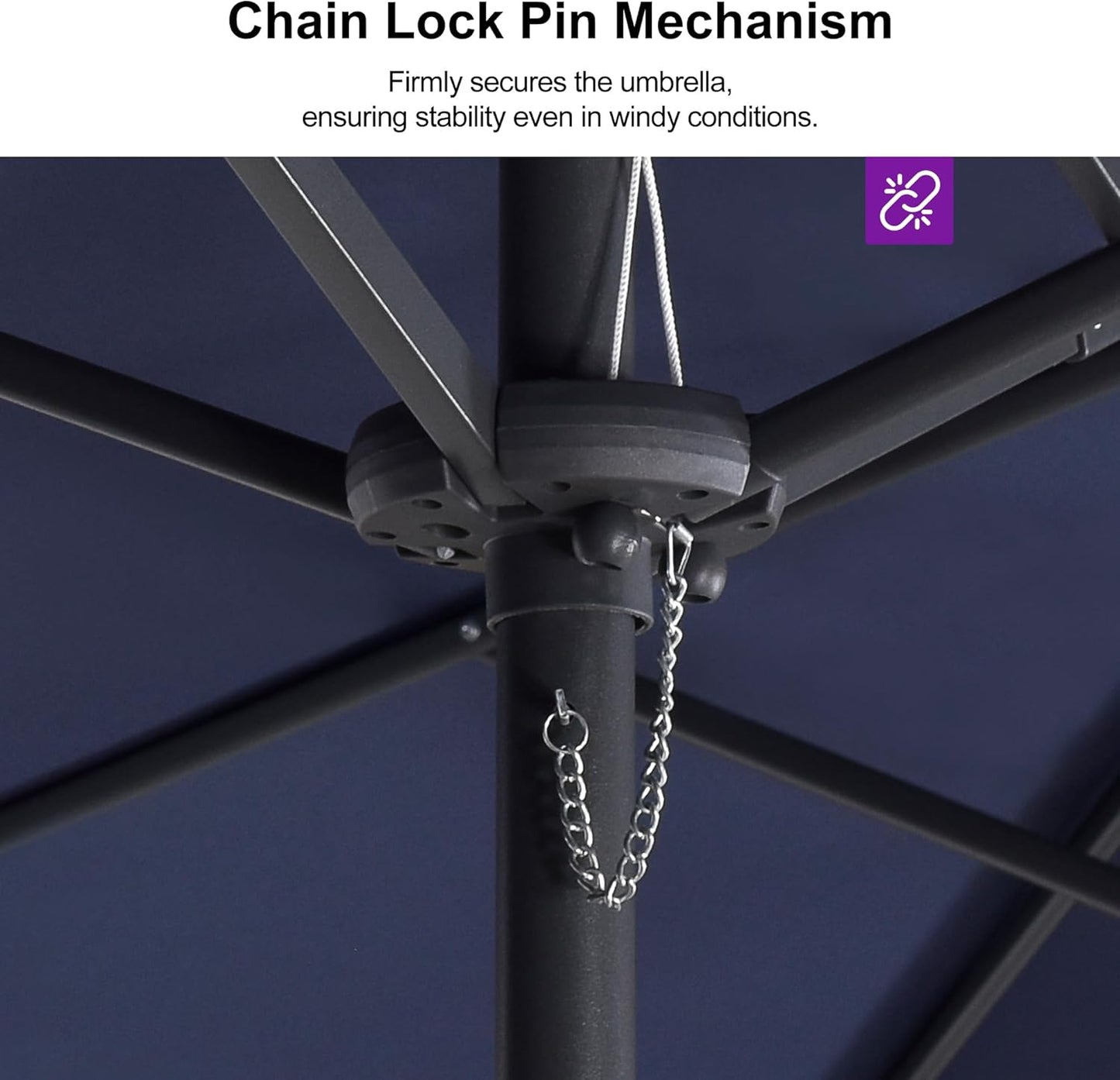 PURPLE LEAF 13ft Double-Sided Patio Umbrella with Base Included Market Rectangle Umbrella Outdoor Table Umbrella with Crank for Pool Garden Deck, Navy blue