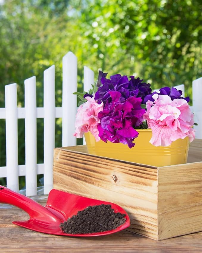 Metal Railing Planter for Outdoor Plants - 3 Pack Balcony Hanging Flower Pots with Detachable Hooks and Drain Holes Oval Bucket Rail Box Fence Planters for Home Garden Decor, Green Orange Blue