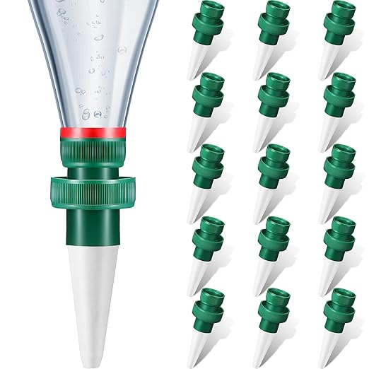 Patelai Terracotta Plant Watering Spikes Self to Use with Cola Bottles Houseplant Watering Stakes Automatic Irrigation System(15 Pack,White)