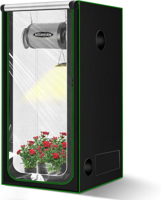 MELONFARM 3x3 Grow Tent, 34"x34"x72" Grow Tent, Double Transparent Viewing Door Indoor Grow Tent, Growing Tent with High Reflective Mylar & Floor Tray, Plant Tent for Indoor Hydroponics Growing