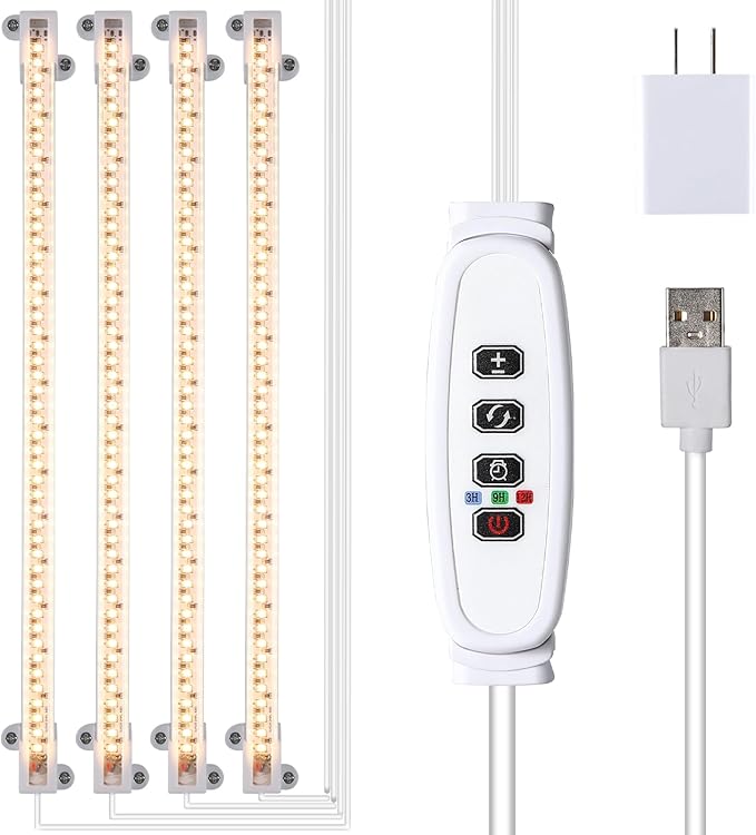 LED Plant Growing lamp, 3000K Full Spectrum Grow Light Strips for Indoor Plants with 3/9/12H Timer & 10 Dimmable Levels, Led Growth Light for Green House Hydroponics Succulent