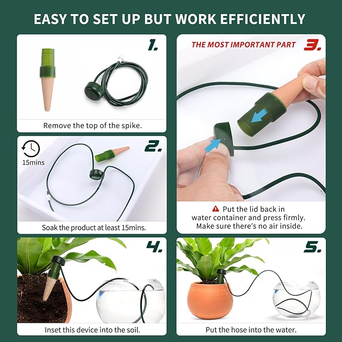 BYDOLL Plant Self-Watering Stakes Automatic Watering Terracotta Spikes for Indoor Outdoor Plants,Houseplant Insert Devices for Vacation use,Bonsai Drip Irrigation System (10 Pack)